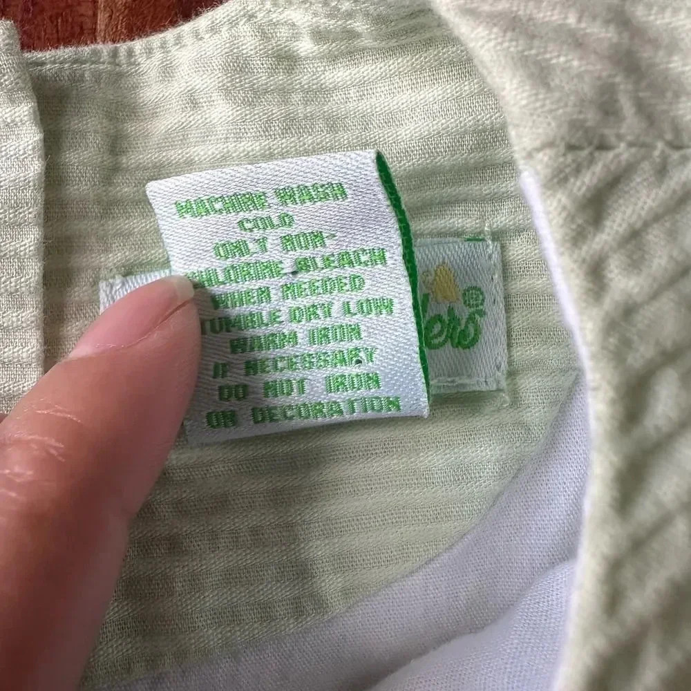 POLLY FLINDERS VINTAGE Size 4 Light Green Pink Rosette A-Line Dress Tie Back - Picture 4 of 6